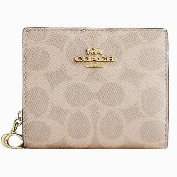 Coach Handbags - Coach Women's Sand & Chalk Signature Canvas Logo Snap Wallet